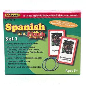 Spanish In A Flash Set 1 with 100 Flashcards Ages 5+ Edupress For Teachers NEW